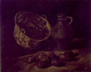 文森特 威廉 梵高 有銅壺、罐子和土豆的靜物